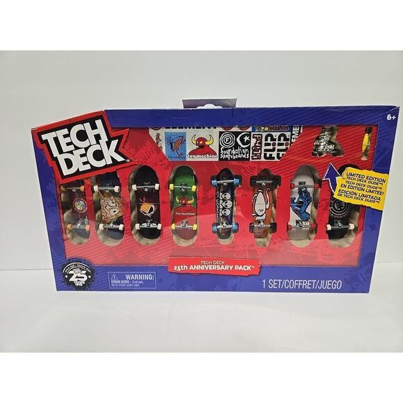 TECH DECK 25th Anniversary Pack 8 Fingerboards Silver Dude 96mm Limited NEW - Picture 1 of 16